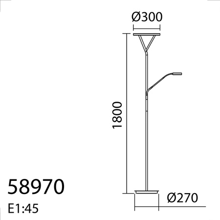 Lampa podłogowa PLANA nikiel mat 40W+6W ściemnialna