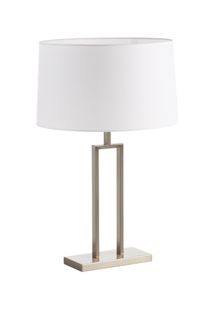 Lampa stołowa OMEGA chrom matowy 1xE27 abażur biały w komplecie