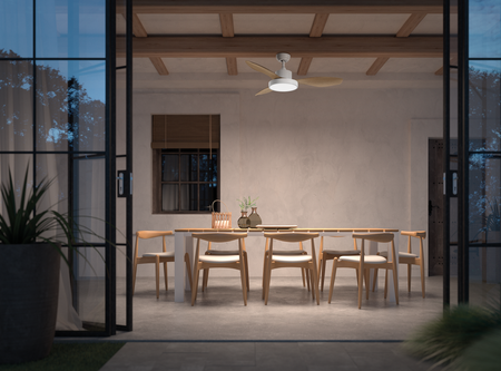 Wentylator RIGA biały, drewno Ø120 DC 32W 3A LED 36W CCT zmienna barwa