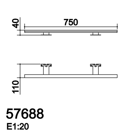 Lampa łazienkowa TIWALL KIT (uchwyt lustro/ściana/szafka) chrom LED 20W 750mm 4000K IP44