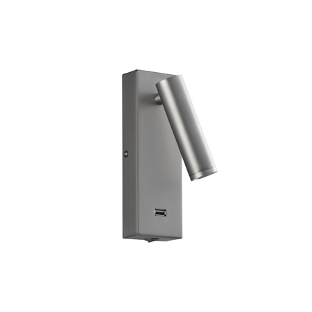 Lampa ścienna CHELSEA LED 3W nikiel mat 3000K + USB C + włącznik