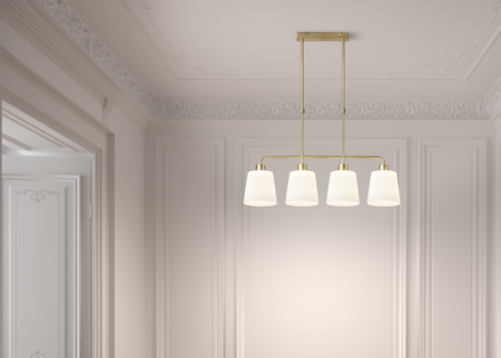 Lampa wisząca DEKO mosiądz mat 4xE27 szklany klosz