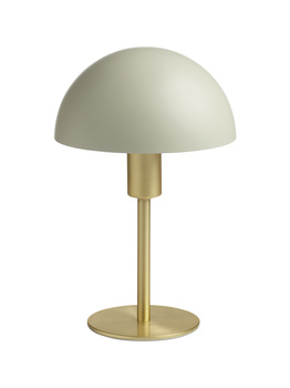 Lampa stołowa POMA mosiądz mat, kremowy klosz E14
