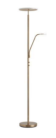 Lampa podłogowa VEGA mosiądz antyczny 40W+5W 3000K ściemniacz z włącznikiem