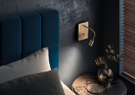 Lampa ścienna READER FLEX mosiądz antyczny + USB LED 3W 3000K