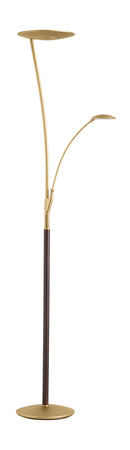 Lampa podłogowa ZENIT WOOD mosiądz mat, orzech LED 30W+10W+7W 3000K ściemnialna