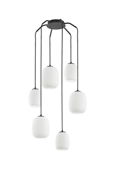 Lampa wisząca JAP czarny mat 6xE27 szkło mleczne