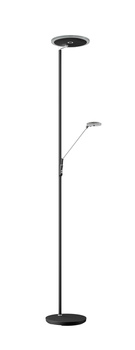 Lampa podłogowa ONE chrom, czarny mat LED 30W+10W 3000K szkło dymione