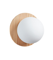 Lampa ścienna łazienkowa FLOC drewno naturalne, czarny mat Ø17 E27 IP44