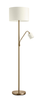 Lampa podłogowa SAM mosiądz antyczny E27+E14 abażur kremowy